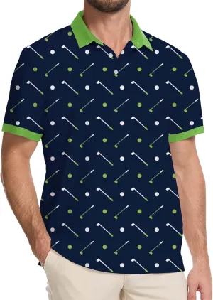 Golf Shirts for Men Dry Fit Moisture Wicking Short Sleeve Performance Print Polo Shirts