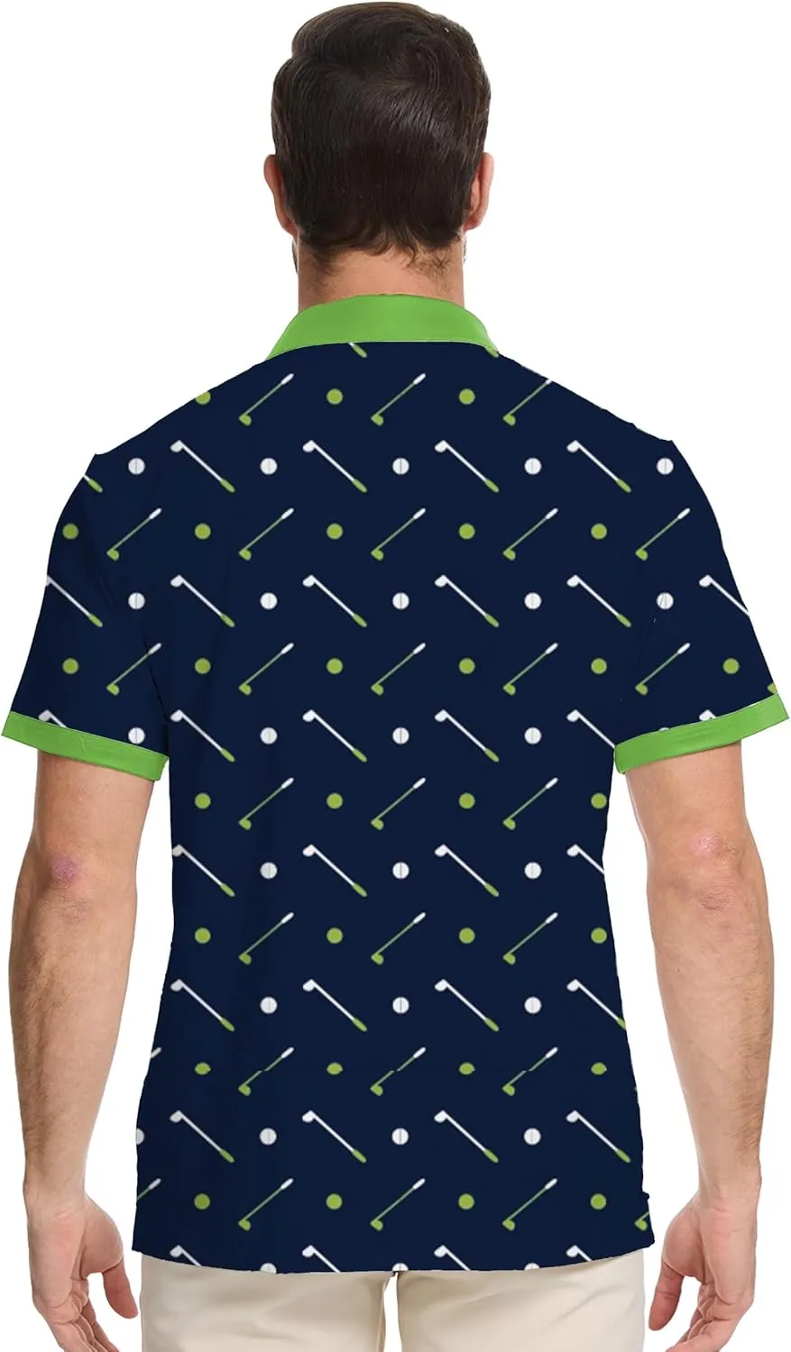 Golf Shirts for Men Dry Fit Moisture Wicking Short Sleeve Performance Print Polo Shirts