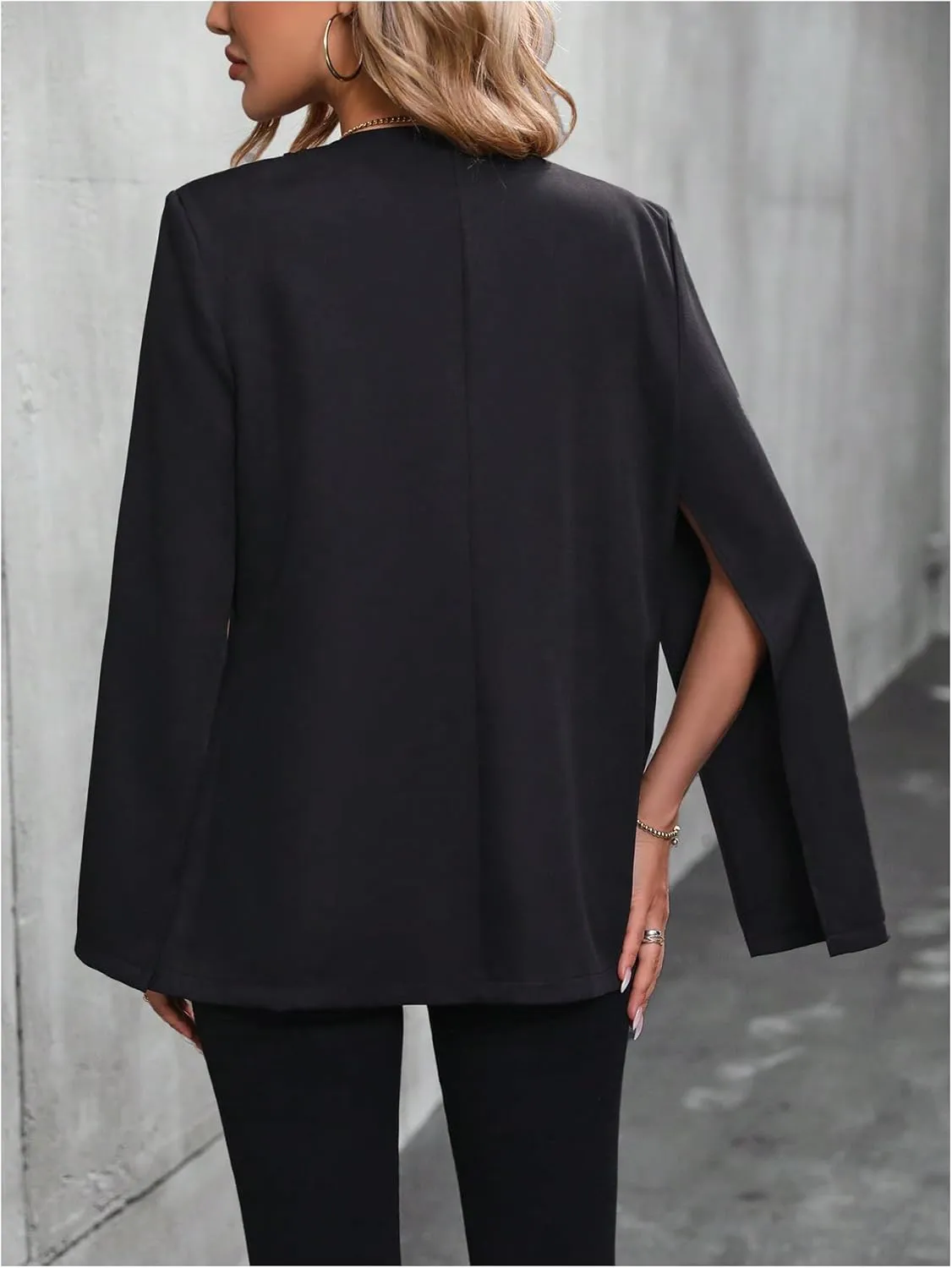 GORGLITTER Women's Cape Blazer Split Sleeve Open Front Casual Jacket Coat Workwear