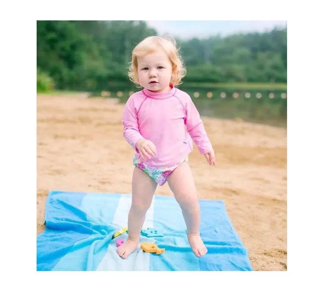 Green Sprouts Ruffle Snap Reusable Absorbent Swimsuit Diaper (White Zinnia)