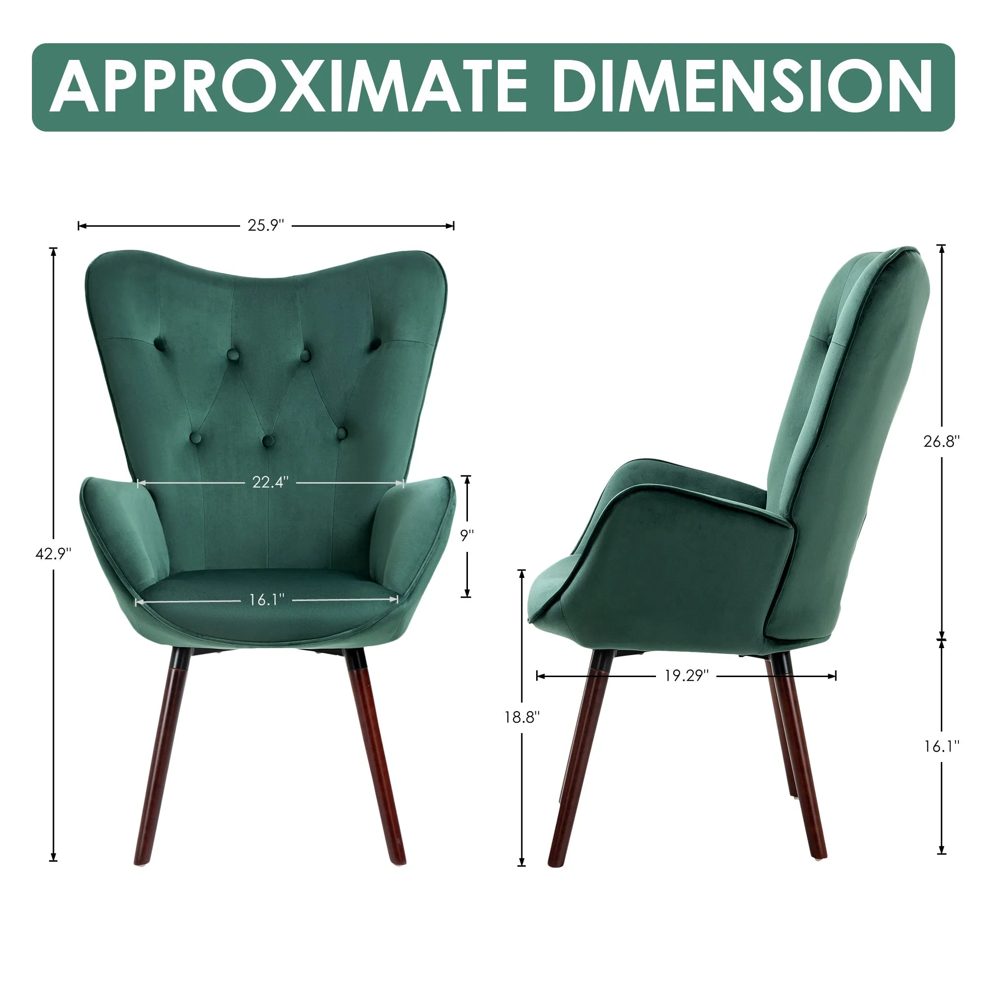 Green Velvet Tufted Arm Chair - HomyCasa