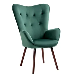 Green Velvet Tufted Arm Chair - HomyCasa