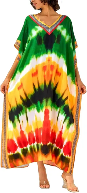 Kaftan Dresses for Women Side Split Caftan Bathing Suit Cover Up Casual Long Beach Loungewear Dress