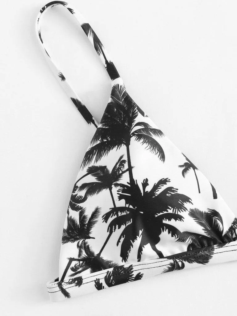 Ladder Cut Palm Print Bikini Set