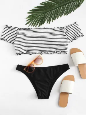 Lettuce Edge Mix and Match Bardot Bikini Set