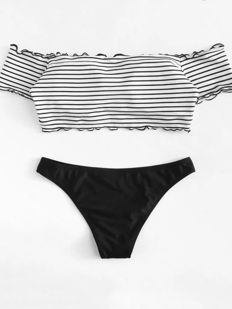 Lettuce Edge Mix and Match Bardot Bikini Set