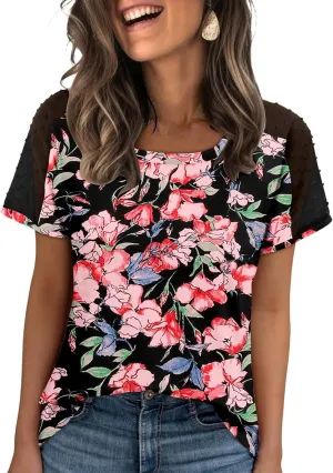 Magritta Women Mesh Sleeves Casual T-Shirts Summer Fashion See Through Blouses Tee S-3XL