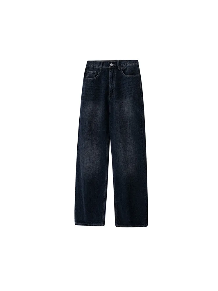 Men'S Cotton Straight Leg Jeans In Navy Blue