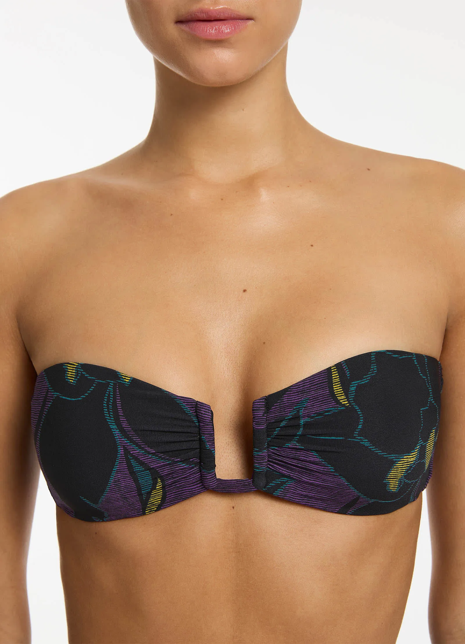 Midnight Tropical Bandeau Bikini Top - Amethyst
