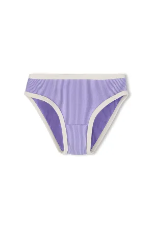 Mini Stripe Rib Bikini Bottom - Grape