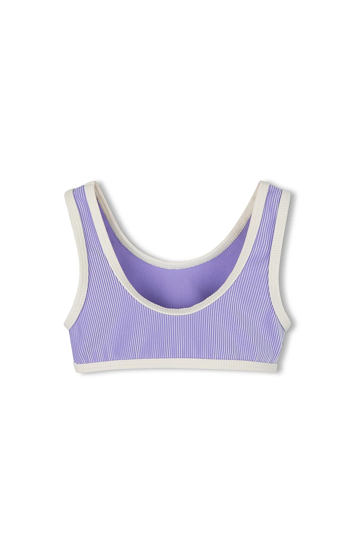 Mini Stripe Rib Scoop Bikini Top - Grape