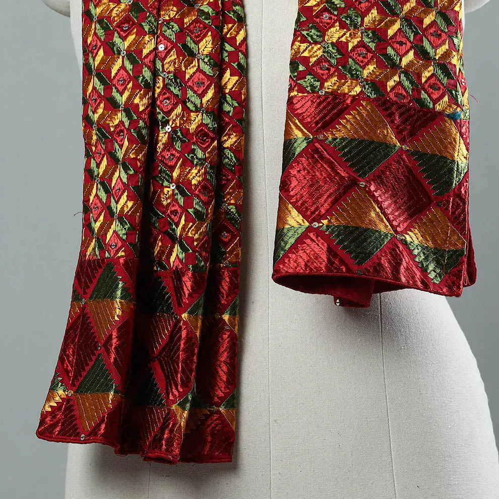 Multicolor - Phulkari Silk Cotton Embroidered Stole 06