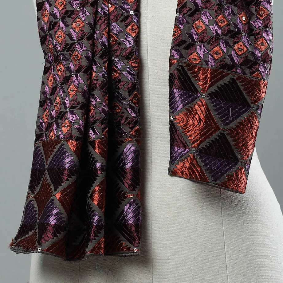 Multicolor - Phulkari Silk Cotton Embroidered Stole 11