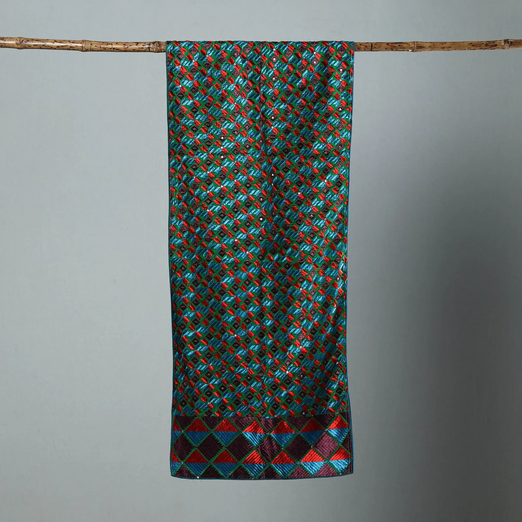 Multicolor - Phulkari Silk Cotton Embroidered Stole 19