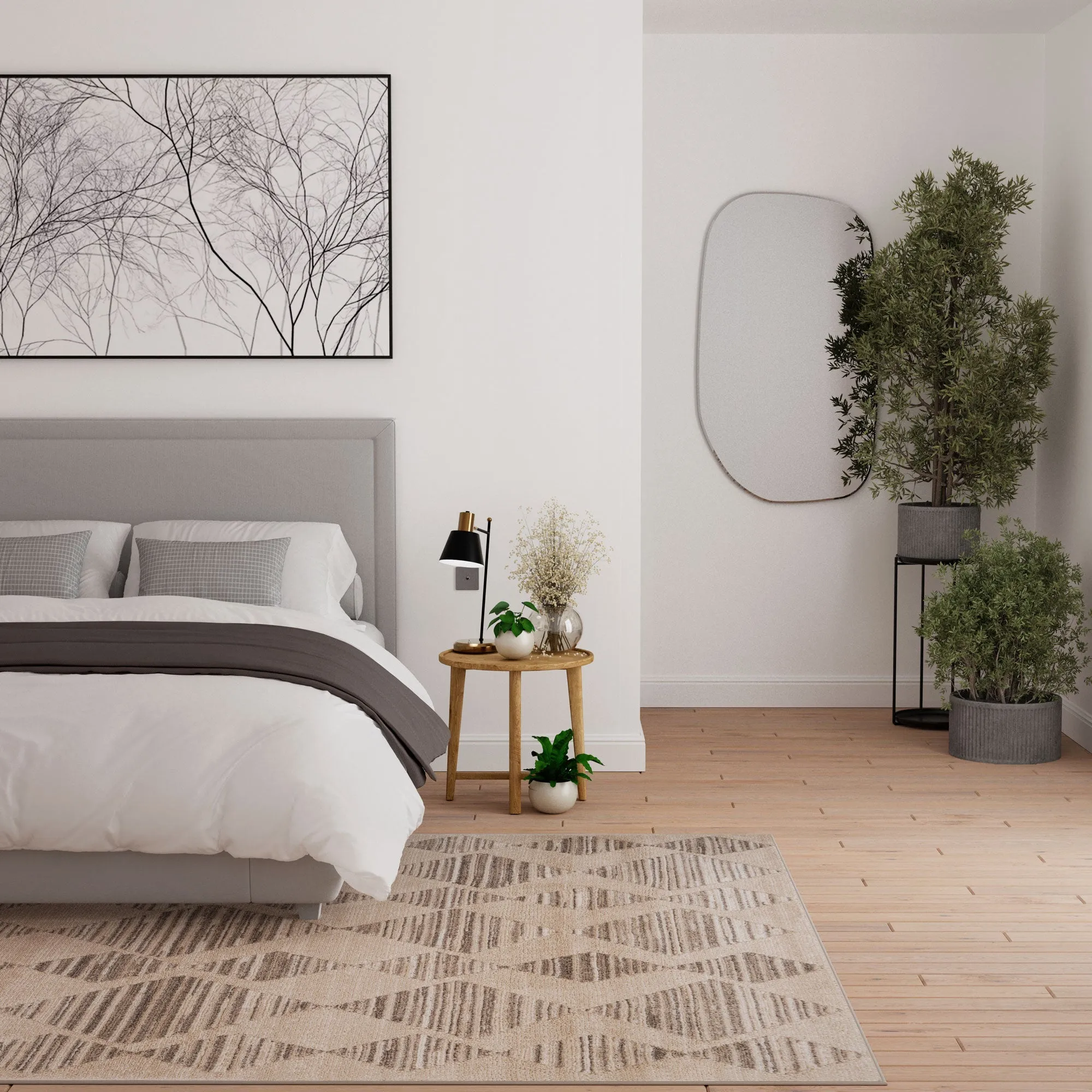 Neutral Diamond Pattern Runner Rug