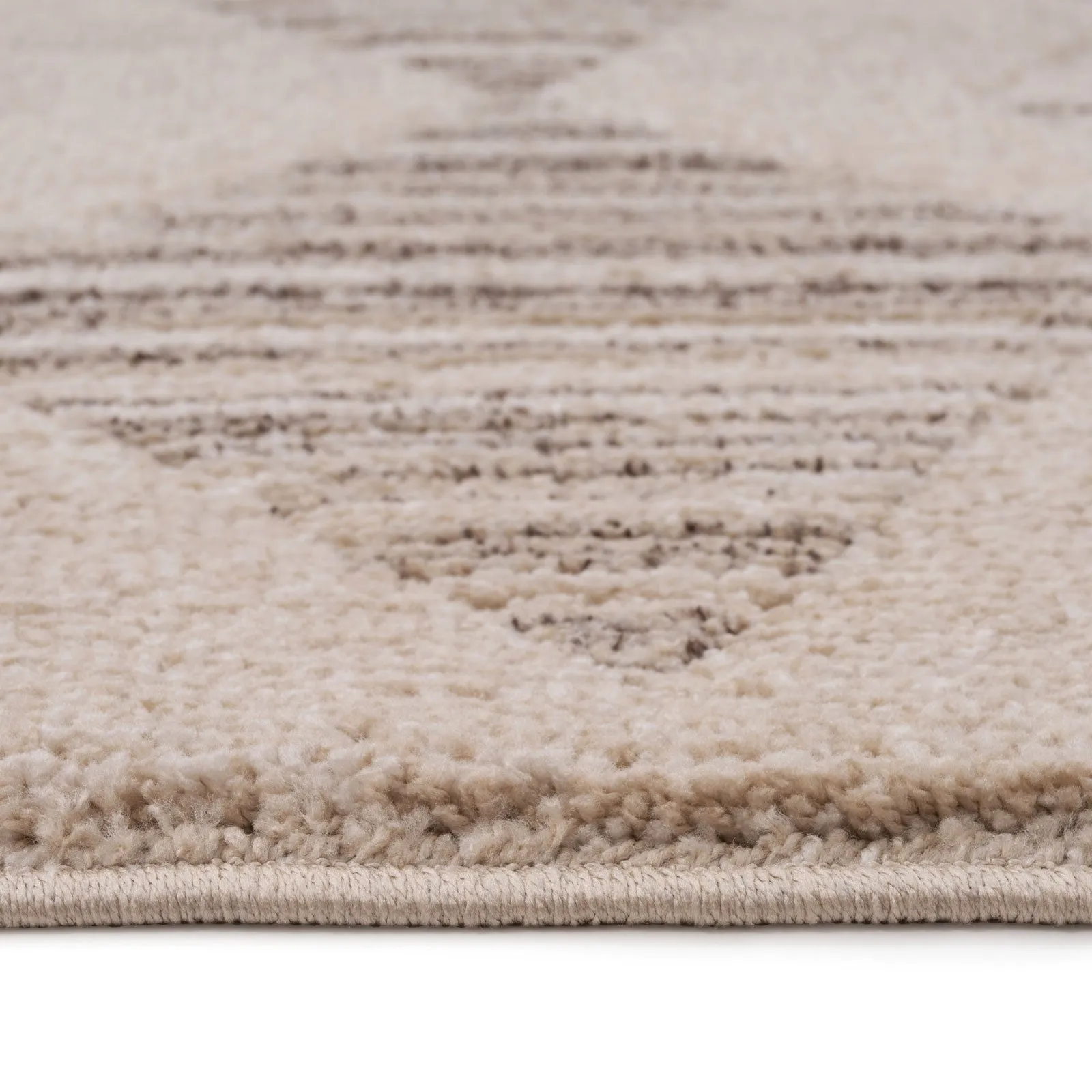 Neutral Diamond Pattern Runner Rug