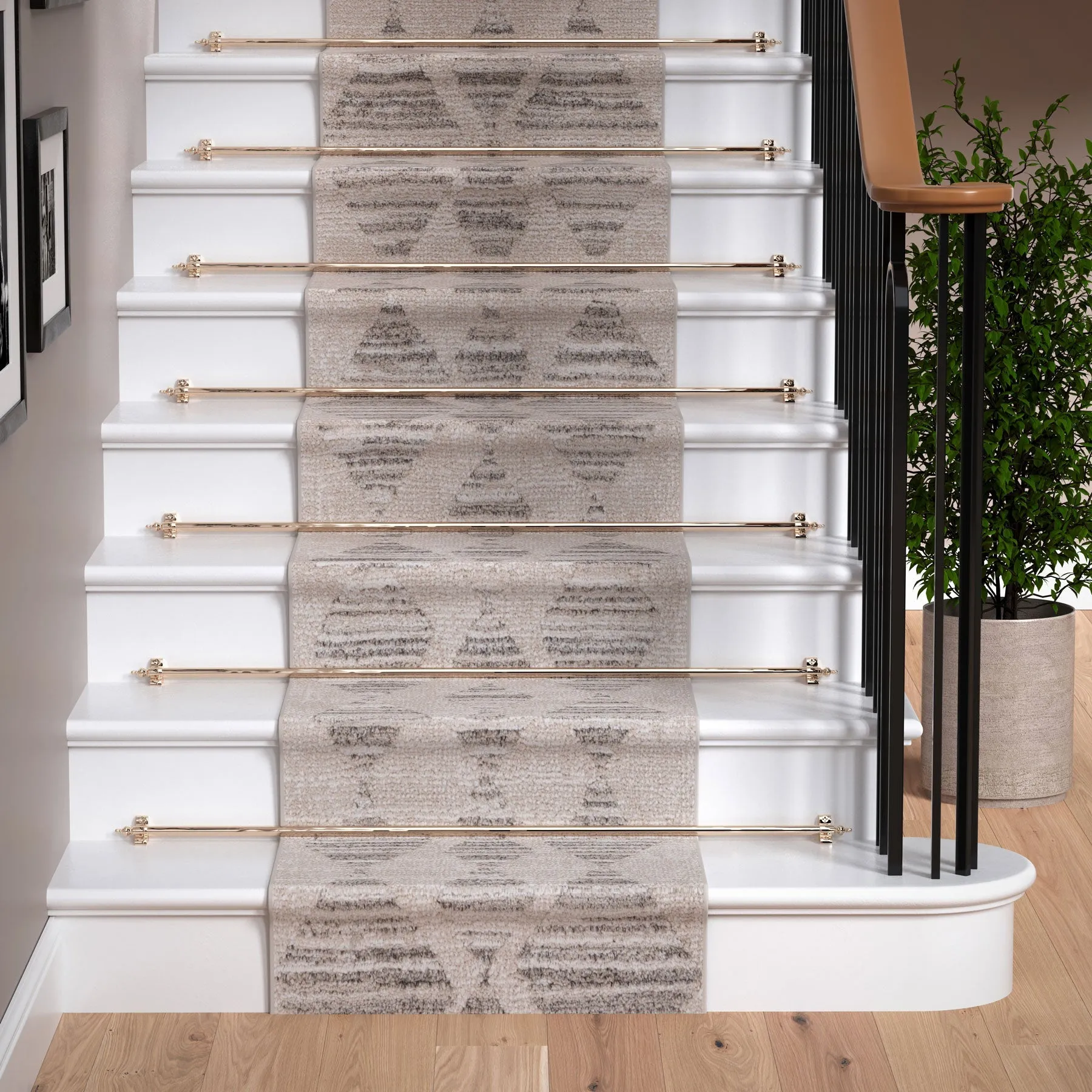 Neutral Diamond Pattern Runner Rug