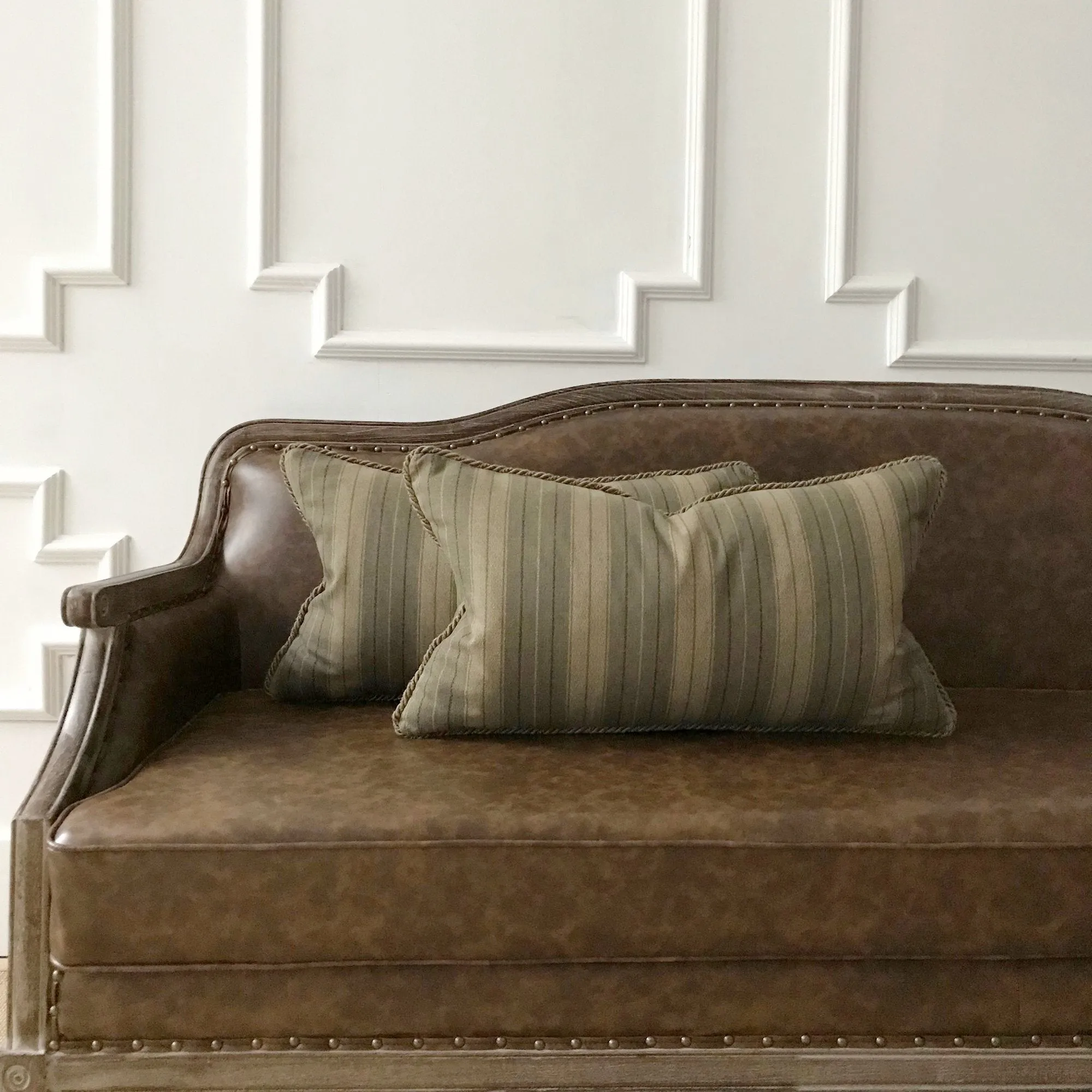 Neutral Striped Cord Lumbar Pillow Cover 15x26