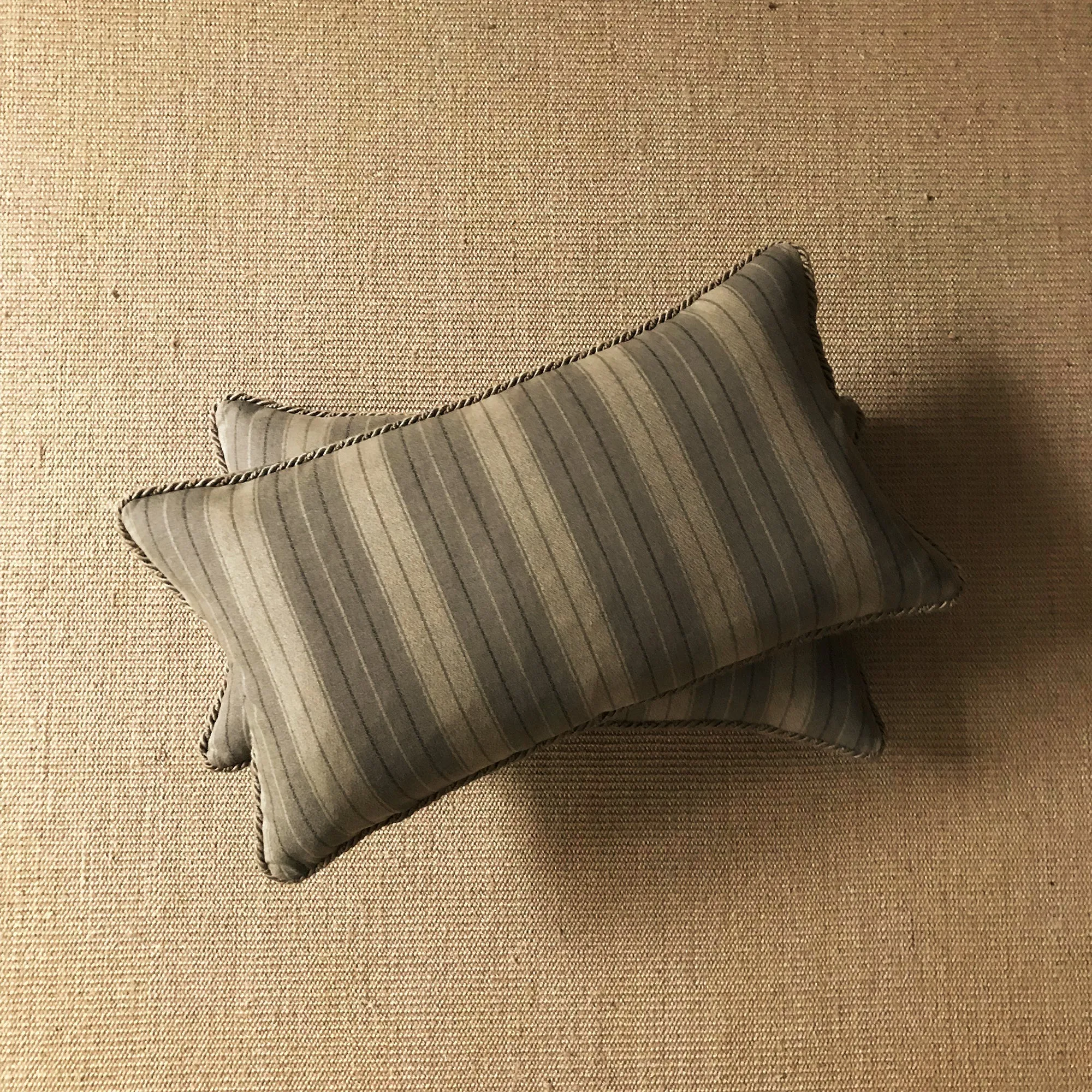 Neutral Striped Cord Lumbar Pillow Cover 15x26