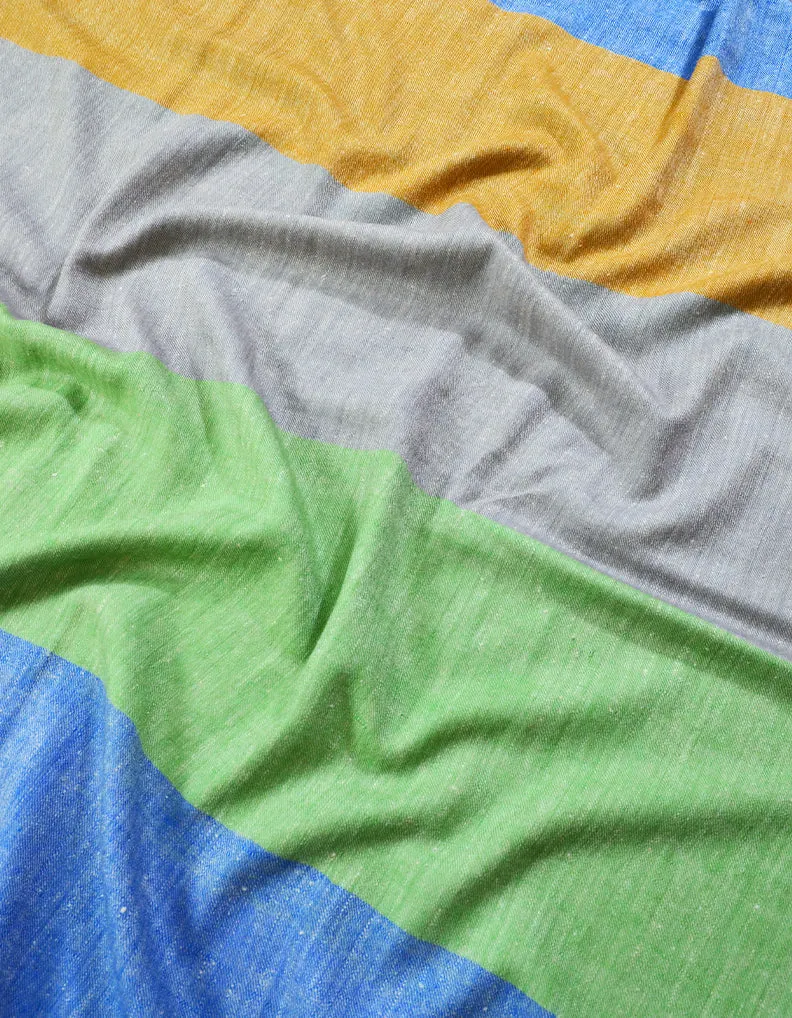 Parrot Green and Grey Striped Pashmina Shawl 7215