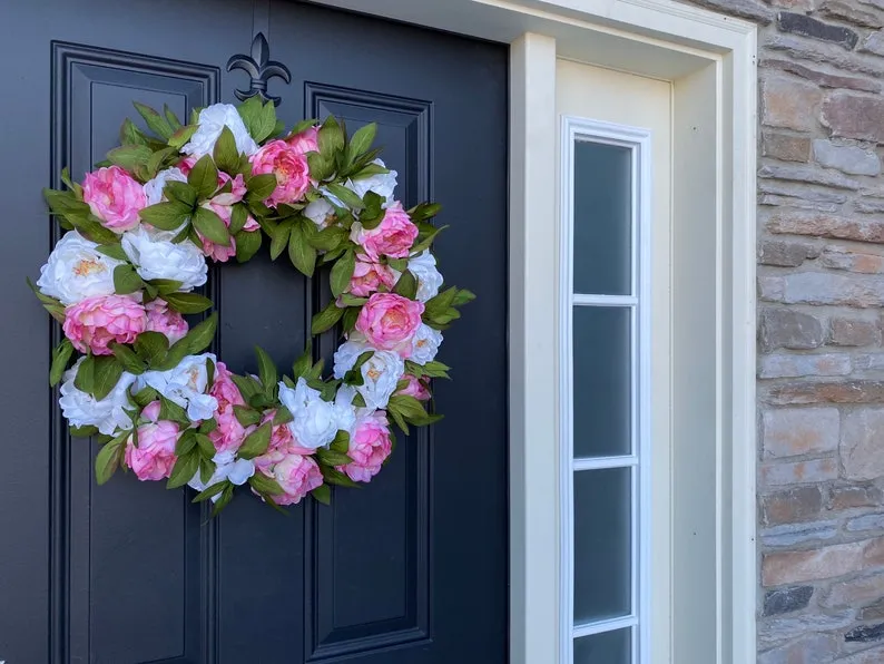 Pretty Pink and White Peony Wreath