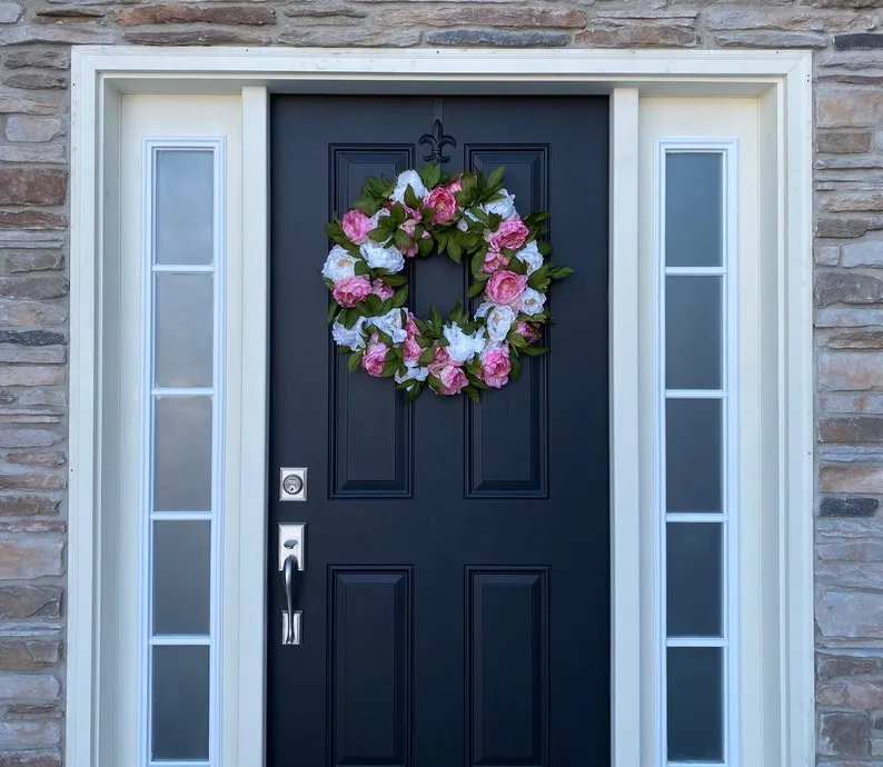 Pretty Pink and White Peony Wreath