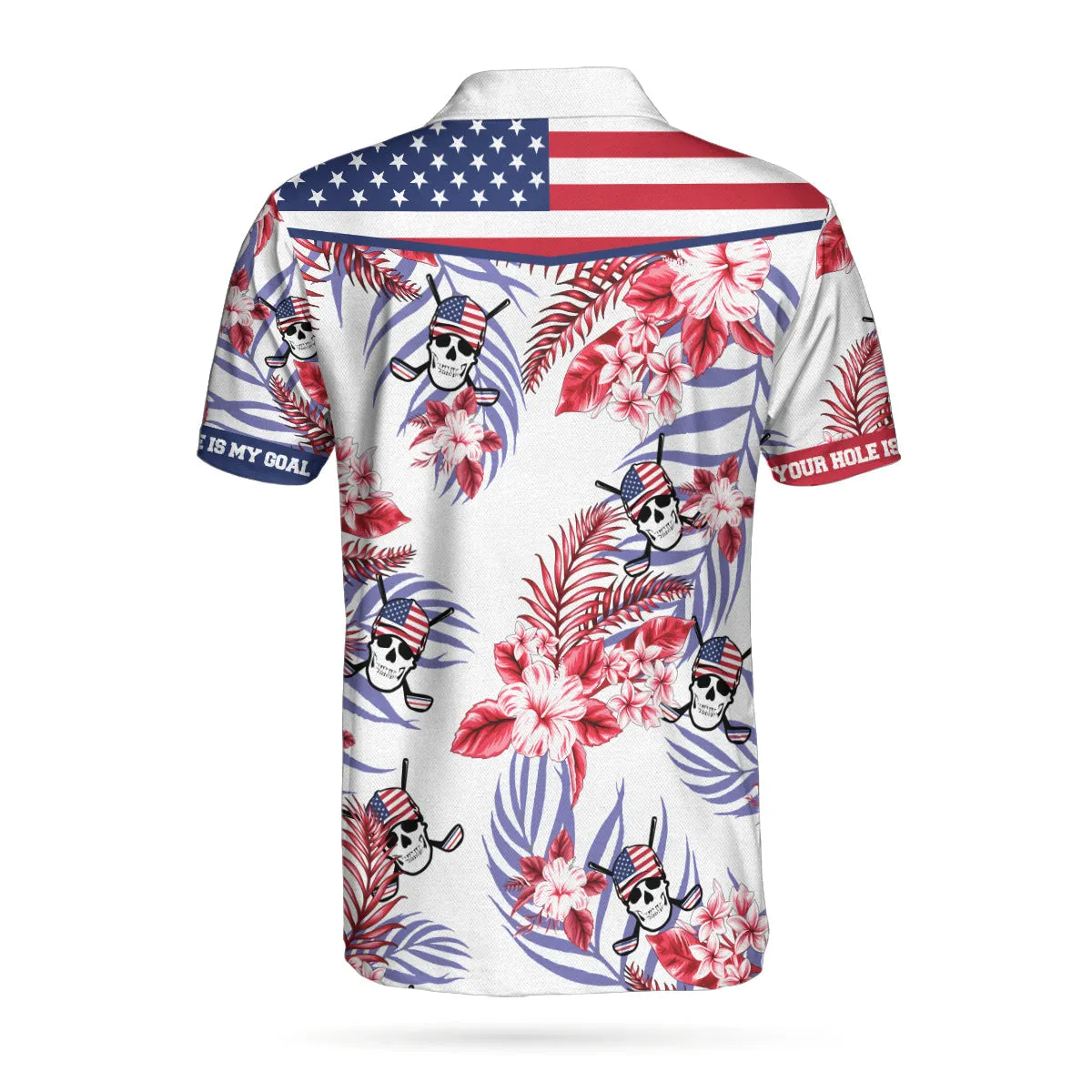 Seamless Tropical Pattern Golf Skull America Polo Shirt, Texas Bluebonnet Golf Shirt For Men Coolspod