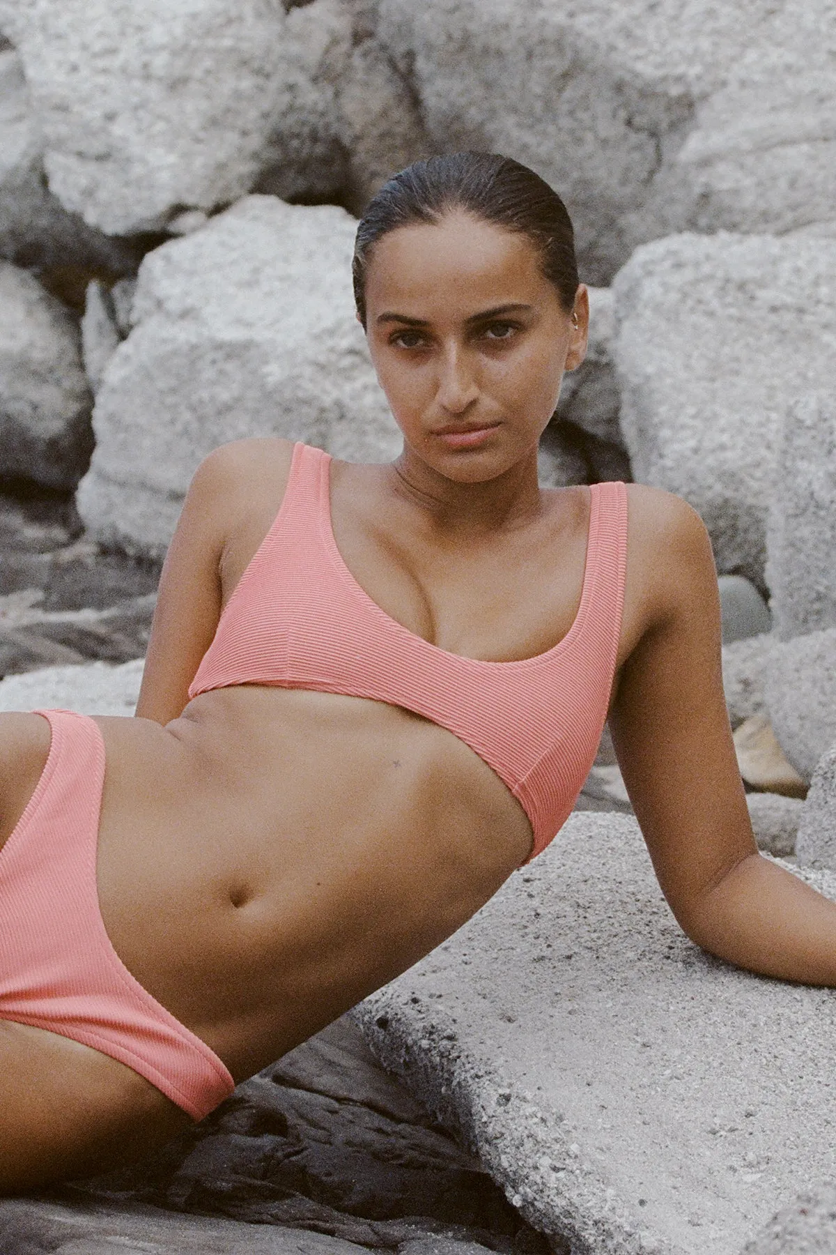 Signature Crop Bralette Top - Papaya