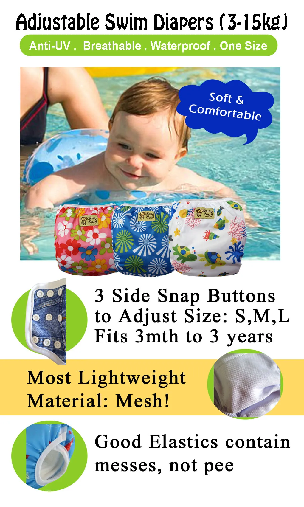 Size Adjustable Swim Diaper - Blue Safari