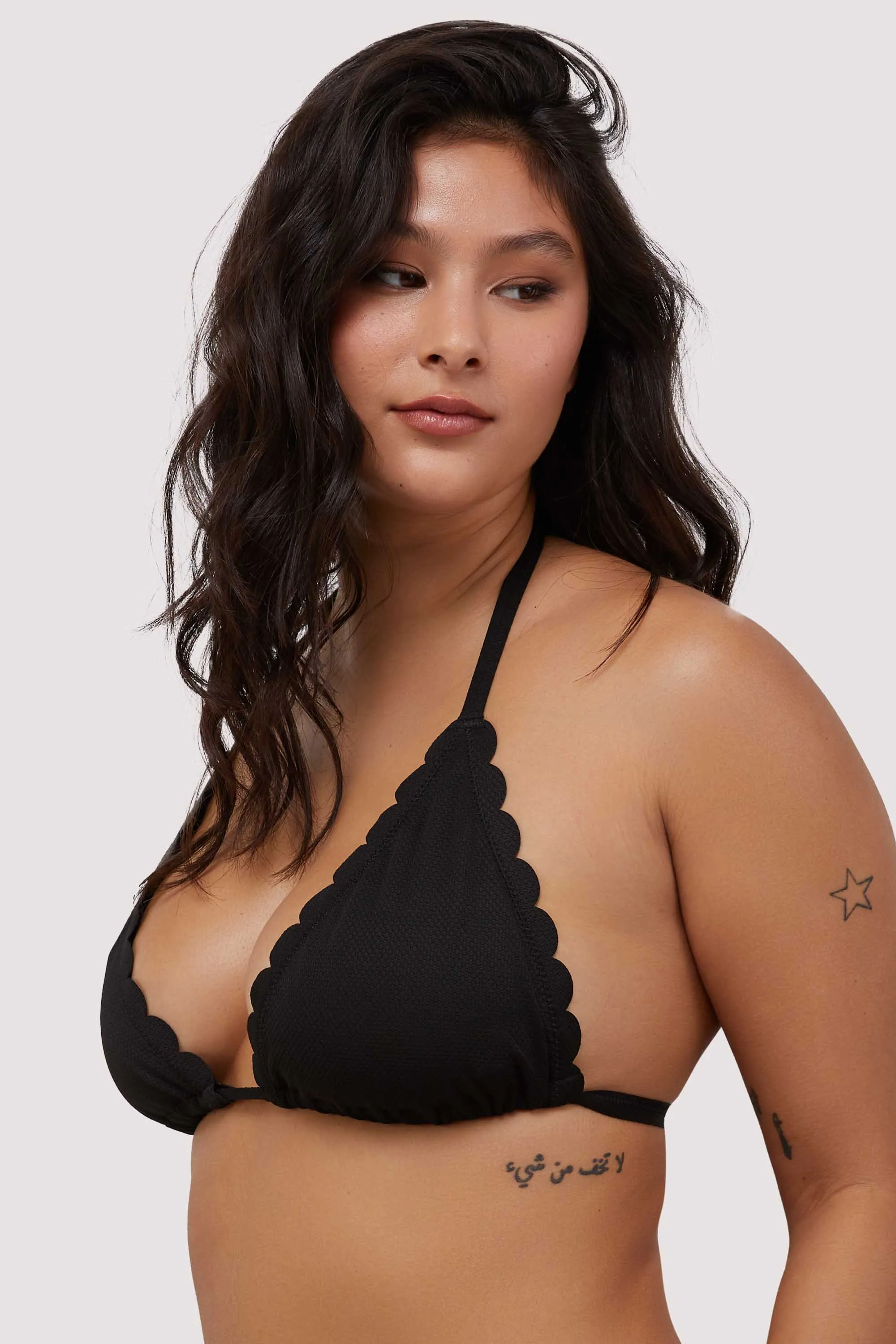 Sophia Fuller Bust Mix & Match Black Scallop Triangle Bikini Top