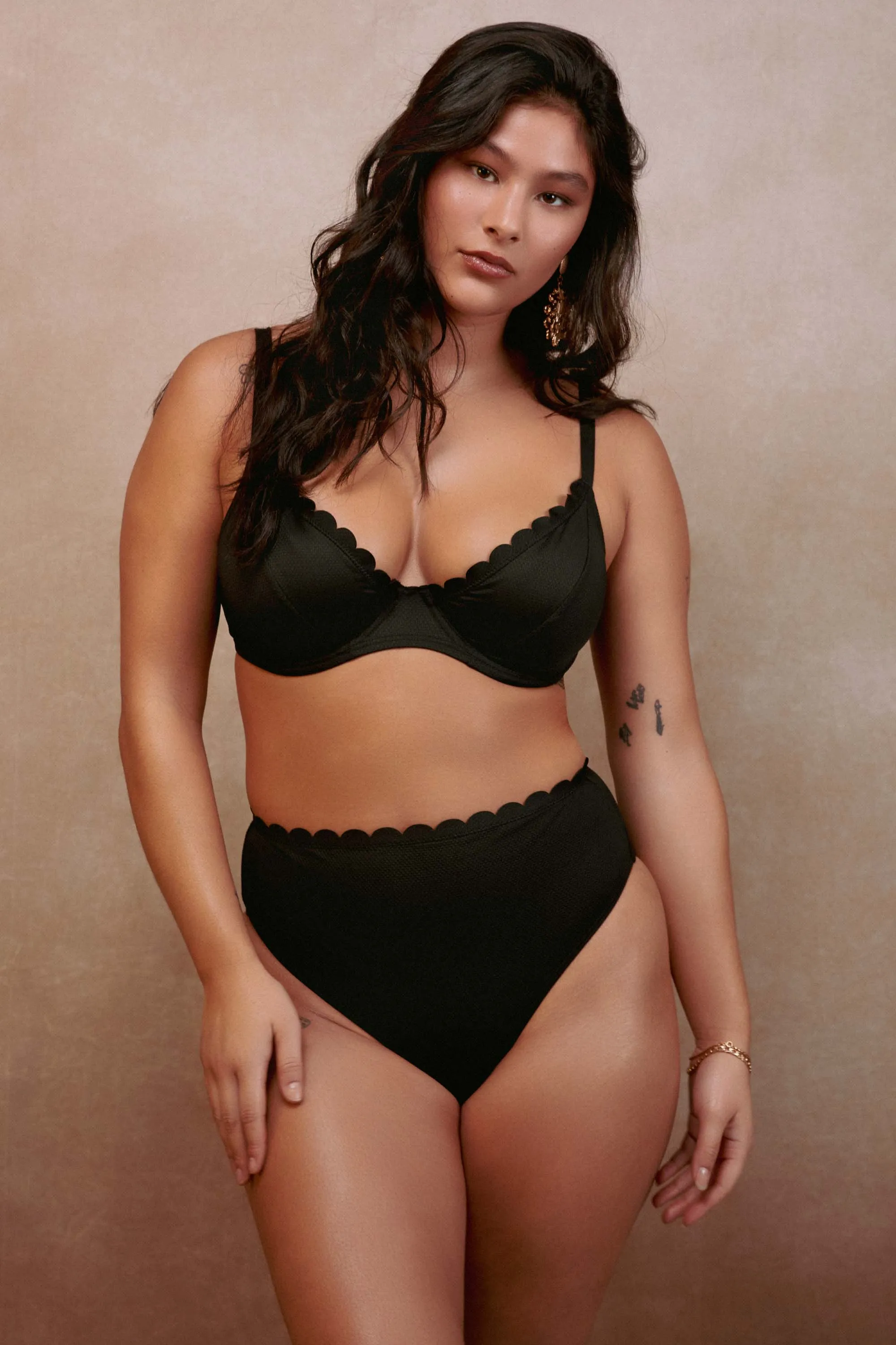 Sophia Mix & Match Black Scallop Underwire Bikini