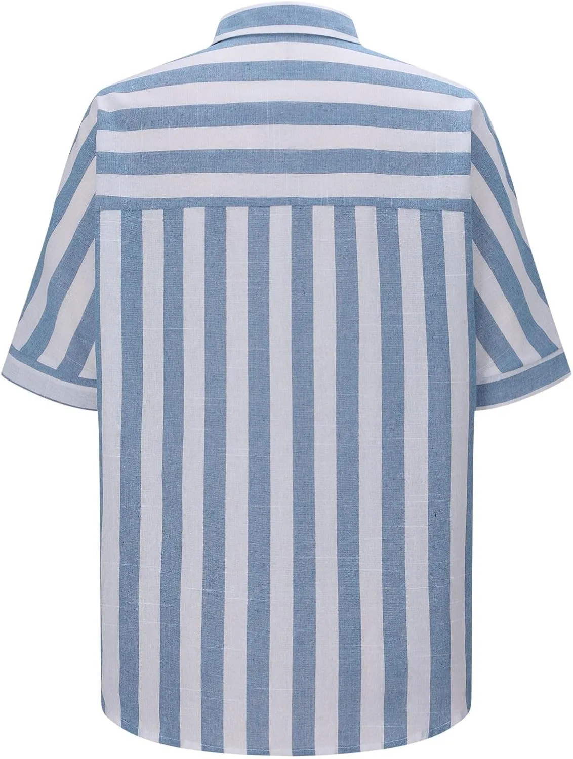 Striped Button Down Shirt Women Plus Size Business Casual Summer Short Sleeve Tops Cotton Linen Fitted Work Shirts