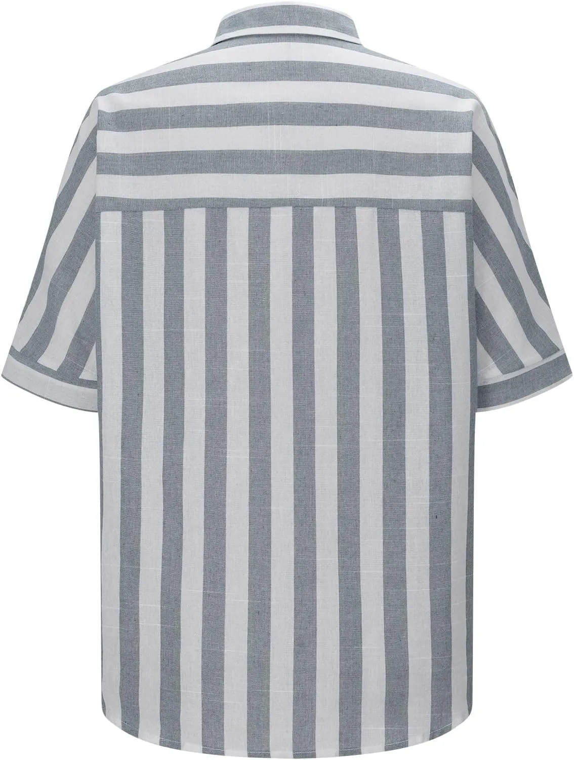 Striped Button Down Shirt Women Plus Size Business Casual Summer Short Sleeve Tops Cotton Linen Fitted Work Shirts