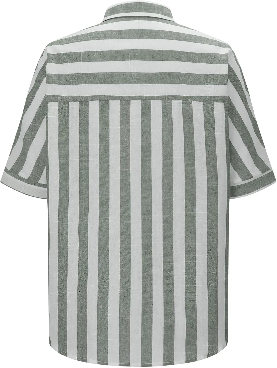 Striped Button Down Shirt Women Plus Size Business Casual Summer Short Sleeve Tops Cotton Linen Fitted Work Shirts