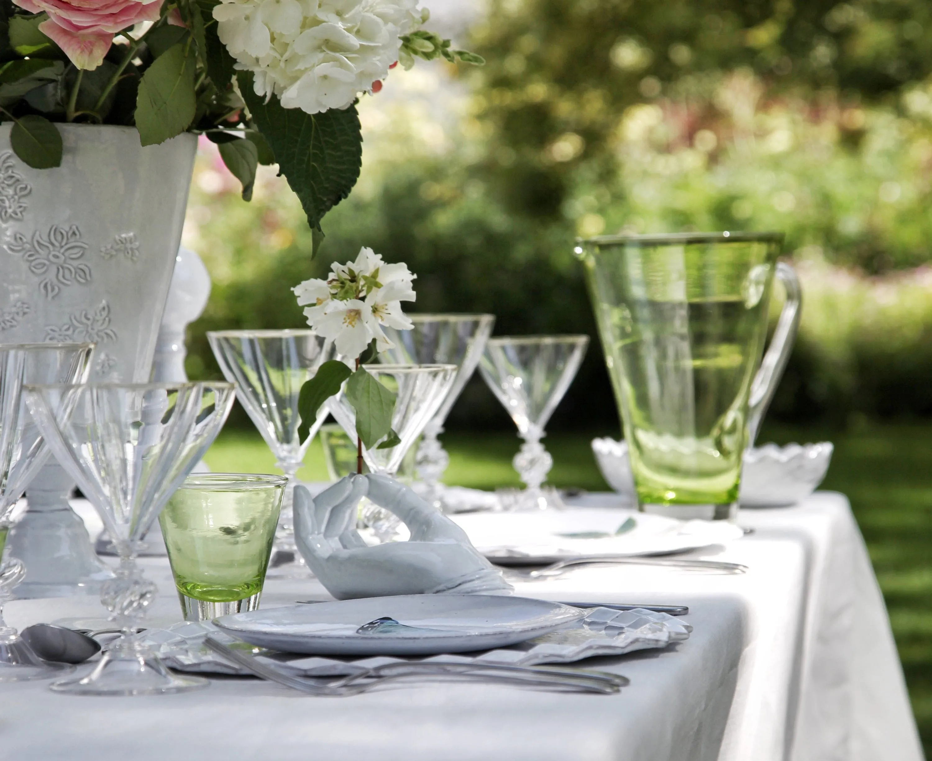 Summerill & Bishop Beautiful White Hemstitch Linen Tablecloth
