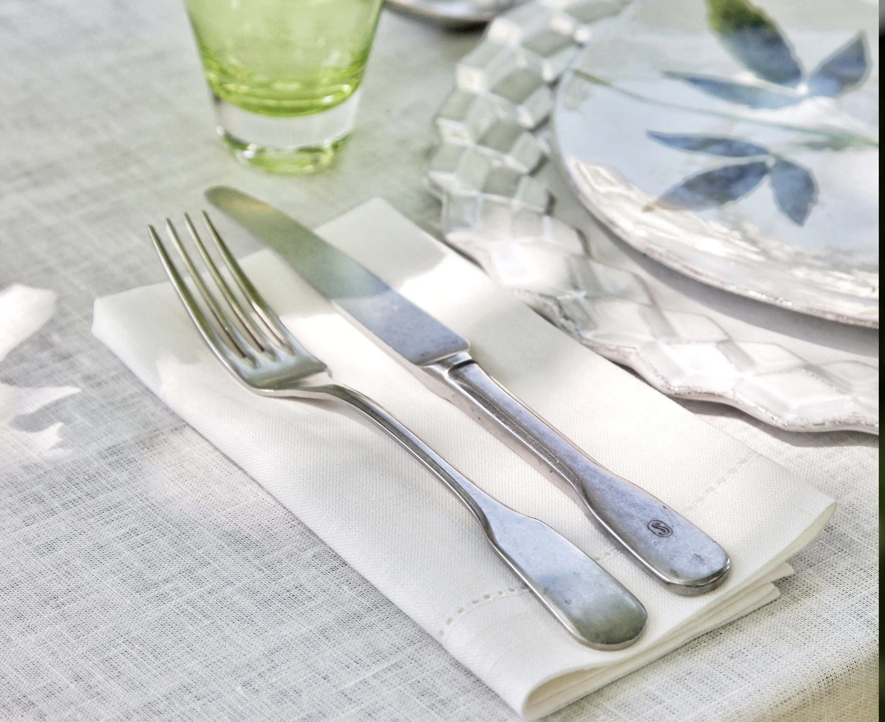 Summerill & Bishop Beautiful White Hemstitch Linen Tablecloth