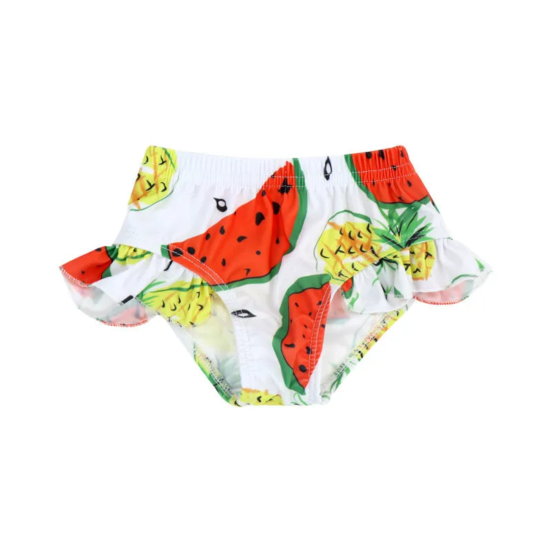 Swimsuit Cross-Border Children's Split Black and White Striped Floral Pattern with Shoulder Straps Two-Piece Set