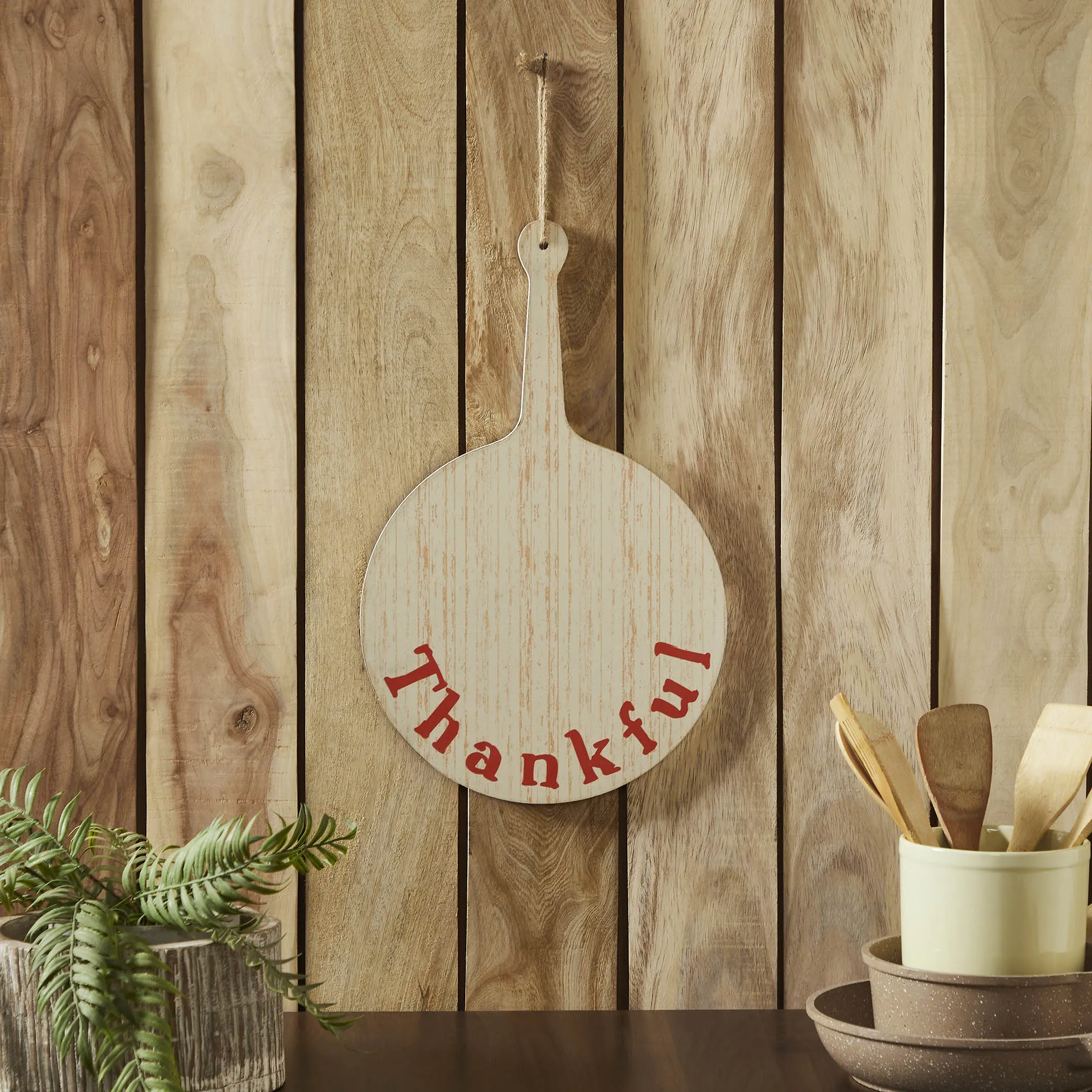 Thankful Round MDF Cutting Board Sign 19x12