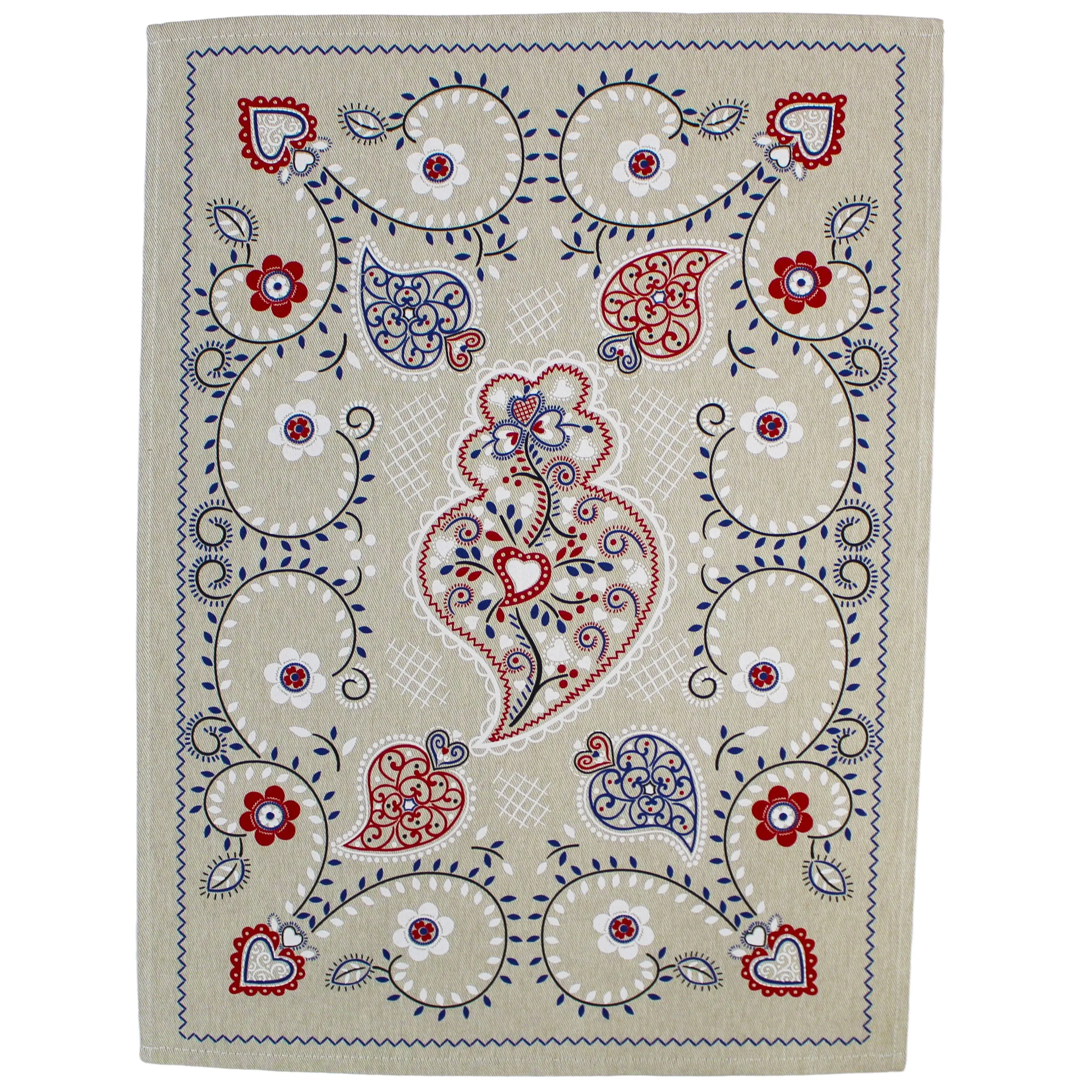Traditional Portuguese Viana Heart Cotton Kitchen Dish Towel, Set of 2