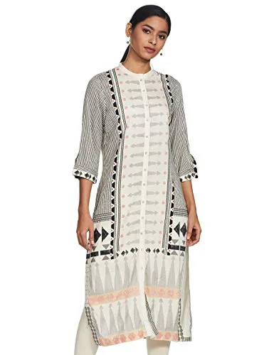 W for Woman Women's Synthetic Kurta (18AUW17468-59519_White_2XL (16))