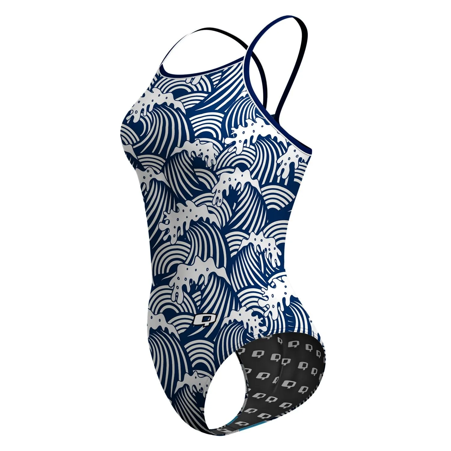 White Cap Skinny Strap Swimsuit