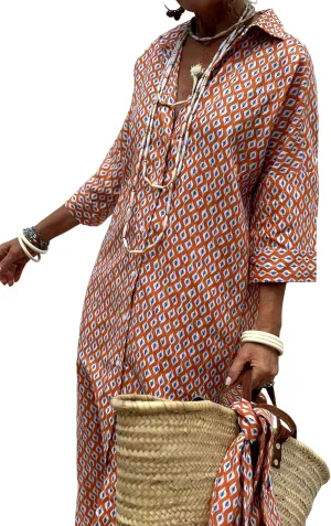 Women Button Down Striped Shirt Maxi Dress Casual Lapel 3/4 Sleeve Belted Loose Vacation Long Dresses