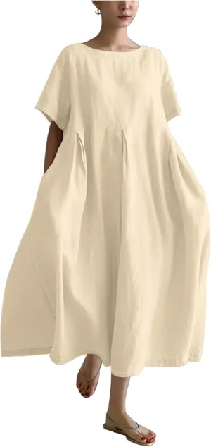 Women's Maxi Dress Casual Trendy Short Sleeve Crew Neck Boho Butterfly Print Plus Size T Shirts Dress