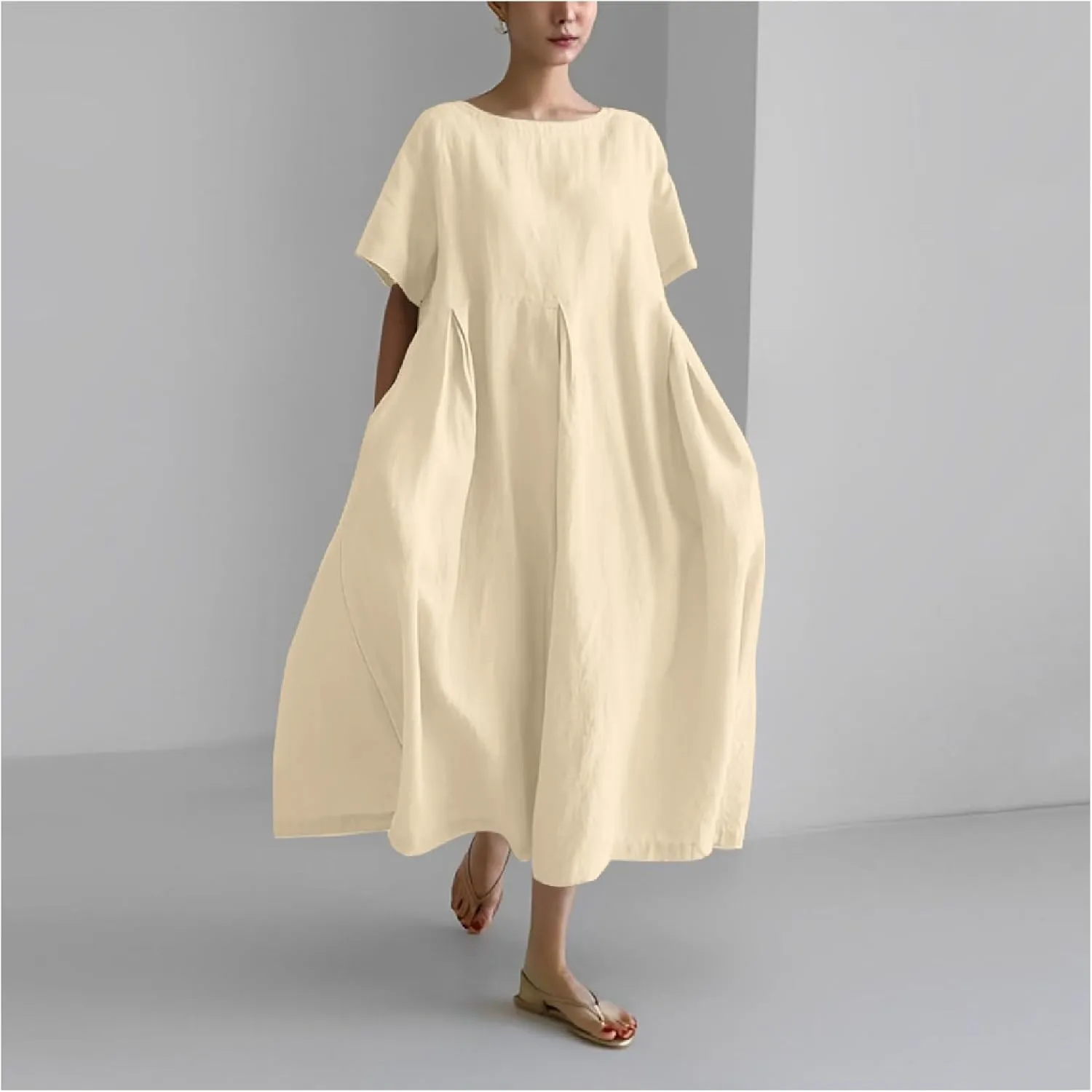 Women's Maxi Dress Casual Trendy Short Sleeve Crew Neck Boho Butterfly Print Plus Size T Shirts Dress