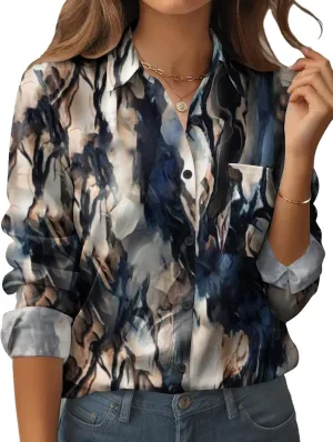 Zeagoo Womens Button Down Shirt Long Sleeve Blouse Business Work Tops Dressy Casual Floral Printed Outfits with Pocket