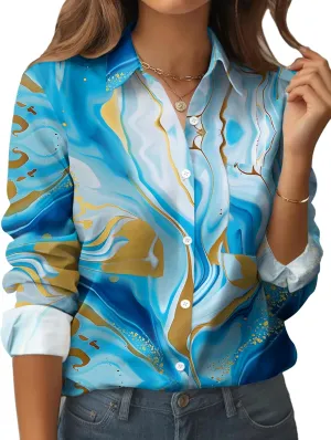 Zeagoo Womens Button Down Shirt Long Sleeve Blouse Business Work Tops Dressy Casual Floral Printed Outfits with Pocket