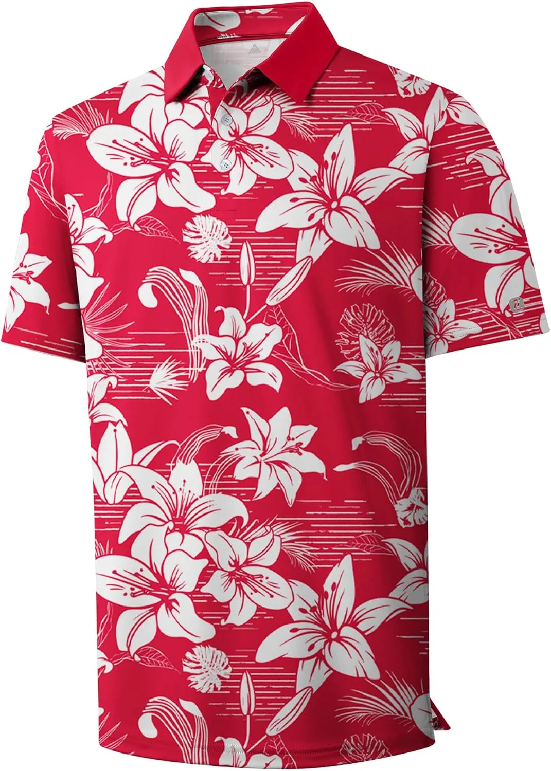 ZITY Men's Golf Polo Shirt Short Sleeve Performance Moisture Wicking Collared Print Shirt for Golf and Casual Wear
