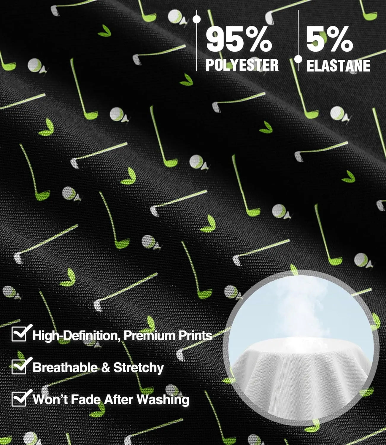 ZITY Men's Golf Polo Shirt Short Sleeve Performance Moisture Wicking Collared Print Shirt for Golf and Casual Wear